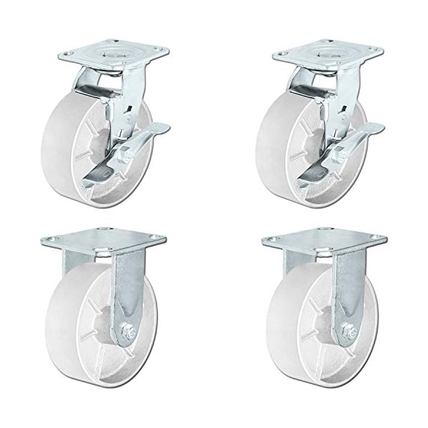 6"x2" Steel Wheel Casters, Casters 2 Swivel W/ Top Locki, PK4